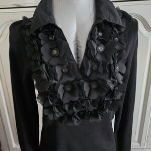 Elegant Black Floral Embellished Top